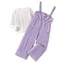 HINTINA Toddler Girl Corduroy Pinafore Overall Jumpsuit 2 Pieces Outfits