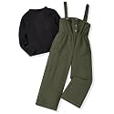 HINTINA Toddler Girl Corduroy Pinafore Overall Jumpsuit 2 Pieces Outfits