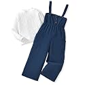 HINTINA Toddler Girl Corduroy Pinafore Overall Jumpsuit 2 Pieces Outfits