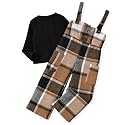 HINTINA Toddler Girl Corduroy Pinafore Overall Jumpsuit 2 Pieces Outfits