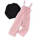 HINTINA Toddler Girl Corduroy Pinafore Overall Jumpsuit 2 Pieces Outfits