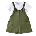 HINTINA Toddler Girl Overall Shorts Set Adjustable Loose Jumpsuit Short Sleeve T-shirt Vacation Summer Outfits with Pockets