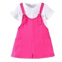 HINTINA Toddler Girl Overall Shorts Set Adjustable Loose Jumpsuit Short Sleeve T-shirt Vacation Summer Outfits with Pockets