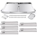 Hiorucet Adjustable 24''-30'' Grill Drip Pan Kits for Dyna Glo DGF493BNP, DGF510SBP, Backyard Grill BY13-101-001-12, Grease Tray and Heat Plate Shields for Dyna Glo Grill Replacement Parts 5 Burner.