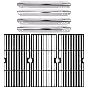 Hiorucet Grill Grate Parts for Charbroil Advantage 4 Burner 463344015, 3 Burner 463343015, 463335115, 463370015, Cast Iron Cooking Grid Grates, Heat Shield Plates for Charbroil Advantage Grill Parts.