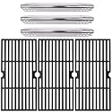 Hiorucet Grill Grate Parts for Charbroil Advantage 3 Burner 463343015, 463335115, 463370015, Cast Iron Cooking Grid Grates, Heat Shield Plate Tents for Char-Broil Advantage Grill Replacement Parts.