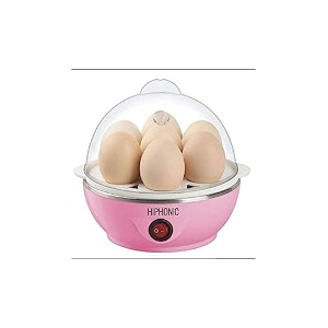 hiphonic egg boiler electric automatic off 7 egg poacher for steaming cooking also boiling and frying multi colour 400 watts singal layer