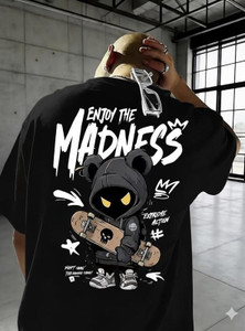 HIPHOPFASHION Self Design Men Round Neck Black