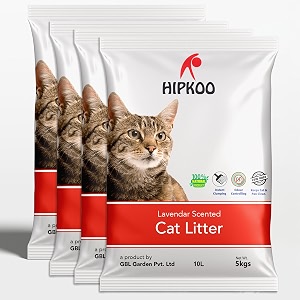 hipkoo exclusive cat litter 20kg 100 natural lavender scented clumping bentonite clay dust free premium absorbent eco-friendly sand for all breeds of cats 4 packs of 5 kgs combo