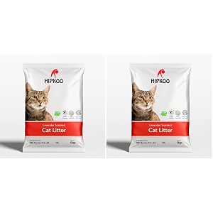 hipkoo exclusive cat litter 10kg 100 natural lavender scented clumping bentonite clay dust free premium absorbent eco-friendly sand for all breeds of cats 2 packs of 5 kgs combo