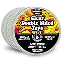 HIPPIE CRAFTER 5 Pack Clear Double Sided Tape, 1/2 Inch Wide Heavy-Duty Adhesive, Removable Mounting Tape for Posters, Carpets, Wall-Safe Use, 60 Feet Each, 300ft Total