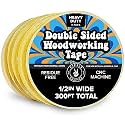 HIPPIE CRAFTER 5 Pack Double Sided Tape for Woodworking, 1/2 Inch Wide Heavy Duty Woodworking Tape for CNC Machines and Routing Templates, 60 Feet Each, 300ft Total