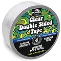 HIPPIE CRAFTER Clear Double Sided Tape, 2 Inch Wide Heavy-Duty Adhesive, Removable Mounting Rug Tape for Posters, Carpets, Wall-Safe Use, Crafts, 90 Feet Long