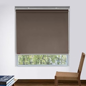 hippo blackout roller blinds for windows with one click headrail for easy installation roll up down blind for home amp office muddy-chocolate 3ftx7ft