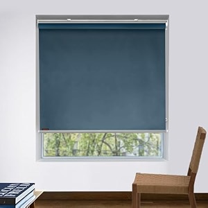 hippo blackout roller blinds for windows with one click headrail for easy installation roll up down blind for home amp office blue-grey 4ftx7ft