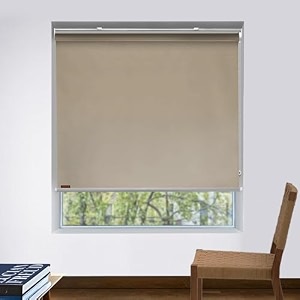 hippo blackout roller blinds for windows with one click headrail for easy installation roll up down blind for home amp office euro-beige 3ftx9ft
