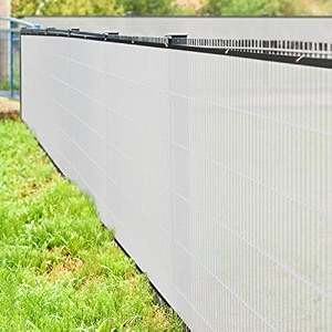 hippo - hdpe fabric - decorative outdoor privacy screen fence - with polyester band brass eyelets amp tie cords white 1 mt x 4 mt