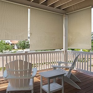 hippo 230 gsm roller blind for wall mount outdoor shade hdpe 95 sun protection light filtering balcony blinds with crank handle 3ftx7ft sahara-sand