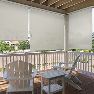 hippo 230 gsm roller blind for wall mount outdoor shade hdpe 95 sun protection light filtering balcony blinds with crank handle 3ftx5ft arctic-white