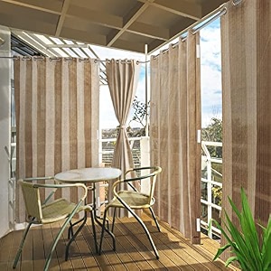 hippo hdpe outdoor balcony eyeletgrommet curtain 230 gsm sun uv amp dust protection light filtering suitable for home garden patio amp veranda persian beige 45ft x 75ft pack of 2