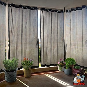 hippo hdpe outdoor balcony eyeletgrommet curtain 230 gsm sun uv amp dust protection light filtering suitable for home garden patio amp veranda cool grey 45ft x 8ft pack of 2