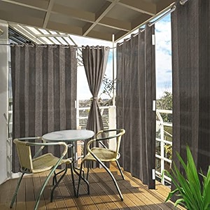 hippo hdpe outdoor balcony eyeletgrommet curtain 230 gsm sun uv amp dust protection light filtering suitable for home garden patio amp veranda desert storm 45ft x 75ft pack of 2