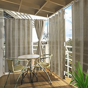hippo hdpe outdoor balcony eyeletgrommet curtain 230 gsm sun uv amp dust protection light filtering suitable for home garden patio amp veranda sahara sand 3ft x 9ft pack of 2