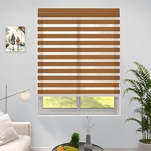 hippo premium zebra blinds wooden design polyester blend semicomplete privacy indoor roller blinds for windows classic-pine 3ftx5ft
