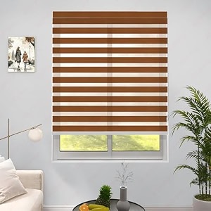 hippo premium zebra blinds wooden design polyester blend semicomplete privacy indoor roller blinds for windows classic-pine 3ftx9ft