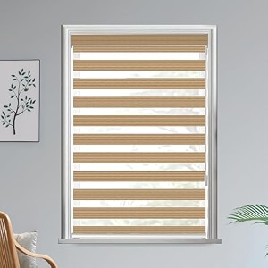 hippo premium zebra blinds wooden design polyester blend semicomplete privacy indoor roller blinds for windows tan-brown 4ftx5ft