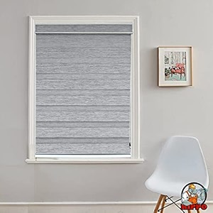 hippo premium zebra blinds wooden design polyester blend semicomplete privacy indoor roller blinds for windows moonlight-grey 3ftx7ft