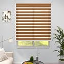 HIPPO Premium Zebra Blinds Wooden Design Polyester Blend Semi/Complete Privacy Indoor Roller Blinds for Windows (Classic-Pine, 3FTX5FT)