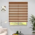 HIPPO Premium Zebra Blinds Wooden Design Polyester Blend Semi/Complete Privacy Indoor Roller Blinds for Windows (Classic-Pine, 3FTX9FT)