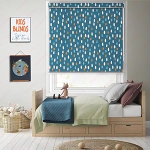 hippo printed blackout blind with kids safety wand blue dots design for windows roll up amp down blinds for indoor 3ftx5ft