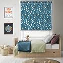 HIPPO Printed Blackout Blind with Kids Safety Wand Blue Dots Design for Windows Roll Up &amp; Down Blinds for Indoor (3FTX7FT)