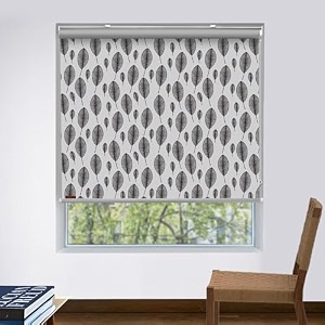 hippo printed blackout roller blinds for windows one click headrail for easy installation roll up down blind for home amp office leafwall 3ftx9ft