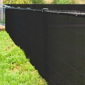 hippo - safety amp privacy screen fence heavy duty shade net with polyester band brass eyelets amp tie cords 5 ft 8 in x 12 ft black