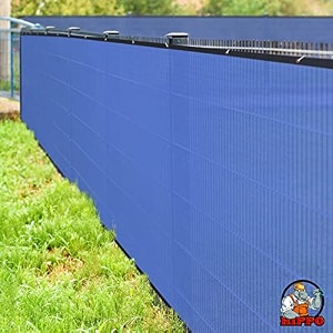 hippo - safety amp privacy screen fence heavy duty shade net with polyester band brass eyelets amp tie cords 5 ft 8 in x 12 ft blue