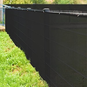 hippo - safety amp privacy screen fence heavy duty shade net with polyester band brass eyelets amp tie cords 7 ft 8 in x 50 ft black