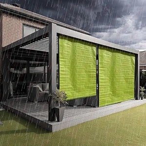 hippo waterproof balcony chick blind w-3ft x h-5ft sun rain amp dust protection rope mechanism roll up down outdoor bamboo shade for home window restaurant hotel resort lime-grass 1 pc
