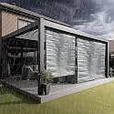 HIPPO Waterproof Balcony Chick Blind W-3FT X H-9FT Sun, Rain &amp; Dust Protection Rope Mechanism Roll Up Down Outdoor Bamboo Shade for Home Window, Restaurant, Hotel, Resort (Pebble-Grey, 1 PC)