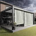 HIPPO Waterproof Balcony Chick Blind W-4FT X H-7FT Sun, Rain &amp; Dust Protection Rope Mechanism Roll Up Down Outdoor Bamboo Shade for Home Window, Restaurant, Hotel, Resort (Ivory-Glow, 1 PC)