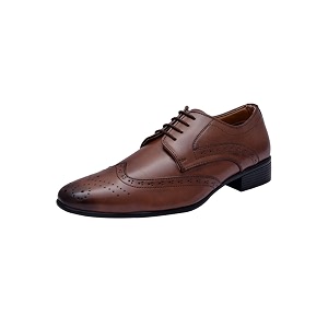 HiRELS Men Brown Derby Brogue Formal Shoes