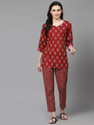 hisher Women Top Pyjama Set Maroon