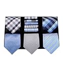 HISDERN Mens Ties Set 5PCS Collection Tie with Pocket Sqaure Formal Business Necktie Present Box Neckties Set for Men