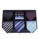 HISDERN Mens Ties Set 5PCS Collection Tie with Pocket Sqaure Formal Business Necktie Present Box Neckties Set for Men