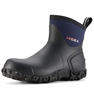 HISEA Mens Rubber Rain Boots Waterproof Ankle