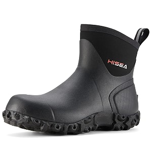 HISEA Mens Rubber Rain Boots Waterproof Ankle