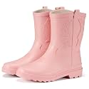 HISEA Western Cowboy Kids Rain Boots, Toddler Rubber Boots for Boys Girls