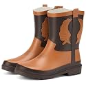 HISEA Western Cowboy Kids Rain Boots, Toddler Rubber Boots for Boys Girls